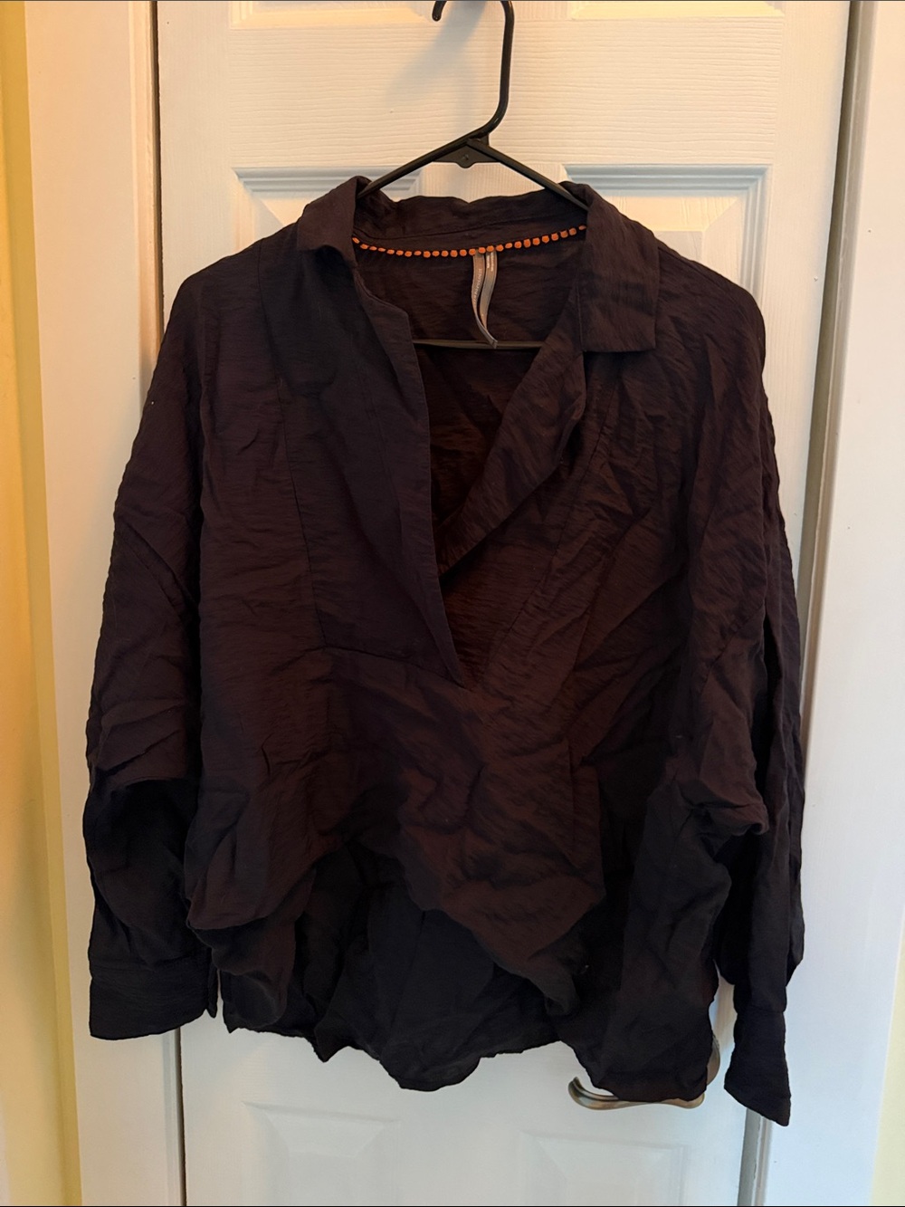 Anthropologie Black Crinkle Long-Sleeve Blazer